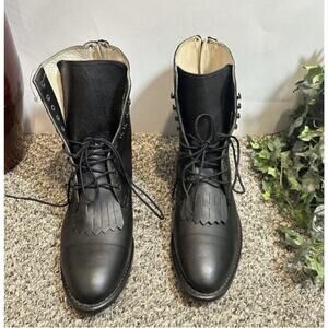 VTG Durango DB1730X Kiltie Western Boots Black Leather 9.5 D Back Heel Zip NEW